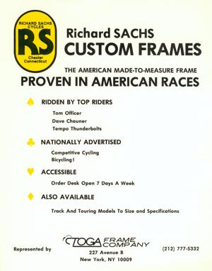 Richard Sachs Custom Frames Brochure