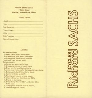 Richard Sachs Frame Order Form