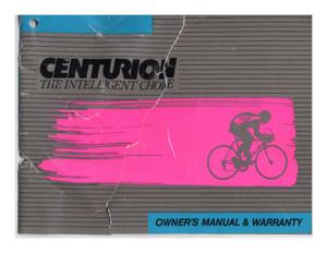 Centurion IronMan 1989 Owner's Manual
