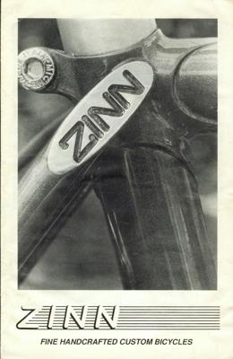 Zinn Fine Handcrafted Custom Bicycles Brochure