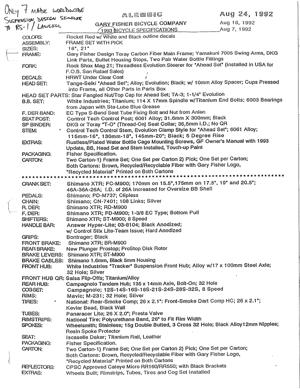 Gary Fisher 1993 Spec Manual