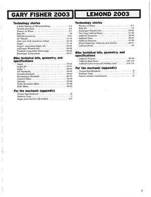 Gary Fisher 2003 Spec Manual
