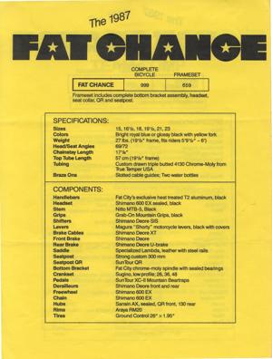 Fat Chance 1987 Catalog