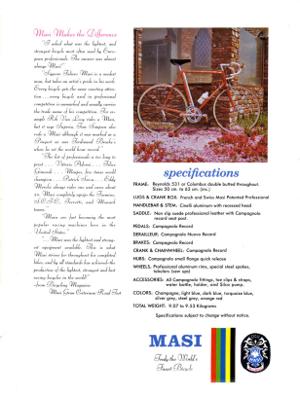 Masi 1973 Carlsbad Catalog