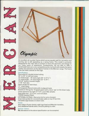 Mercian 1986 Brochure
