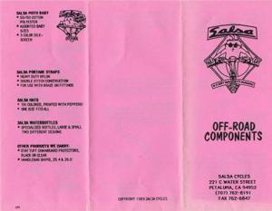 Salsa 1989 Off-Road Components Flyer