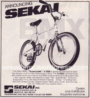 Sekai BMX 1979 Magazine Ad: Superhawk (#350)