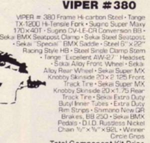 Sekai BMX 1979 or 1980 Magazine Ad: Viper (#380)