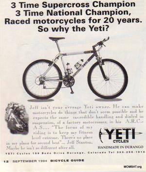 Yeti 1994 Magazine Ad (September 1994)